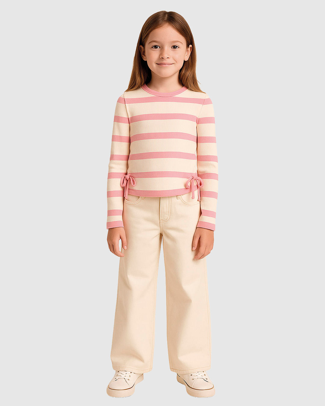 Blusa Infantil Menina Listrada Manga Longa Detalhe Laço Lateral Malwee Kids