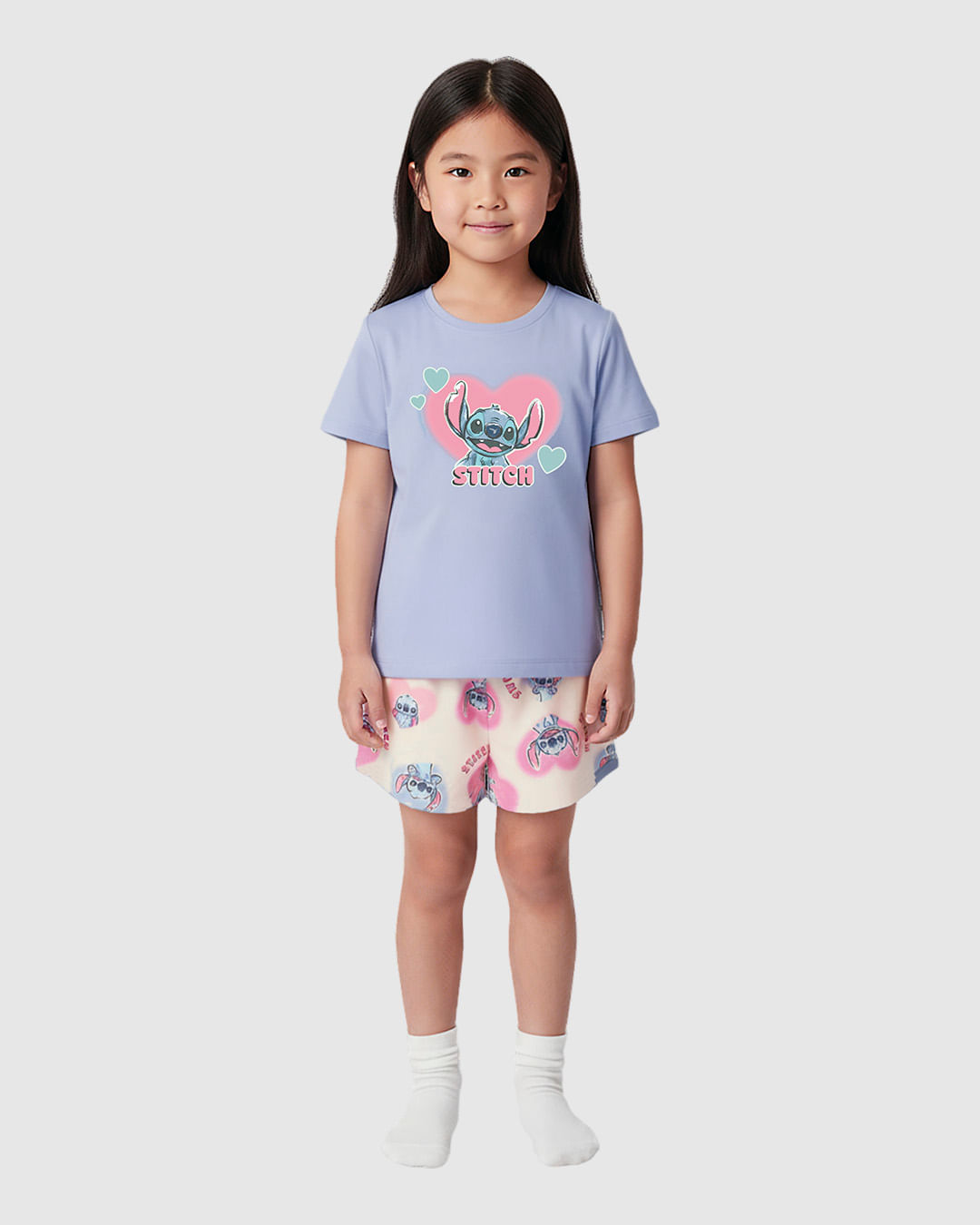 Pijama Infantil Menina Stitch Brilha no Escuro em Algodão Malwee Kids