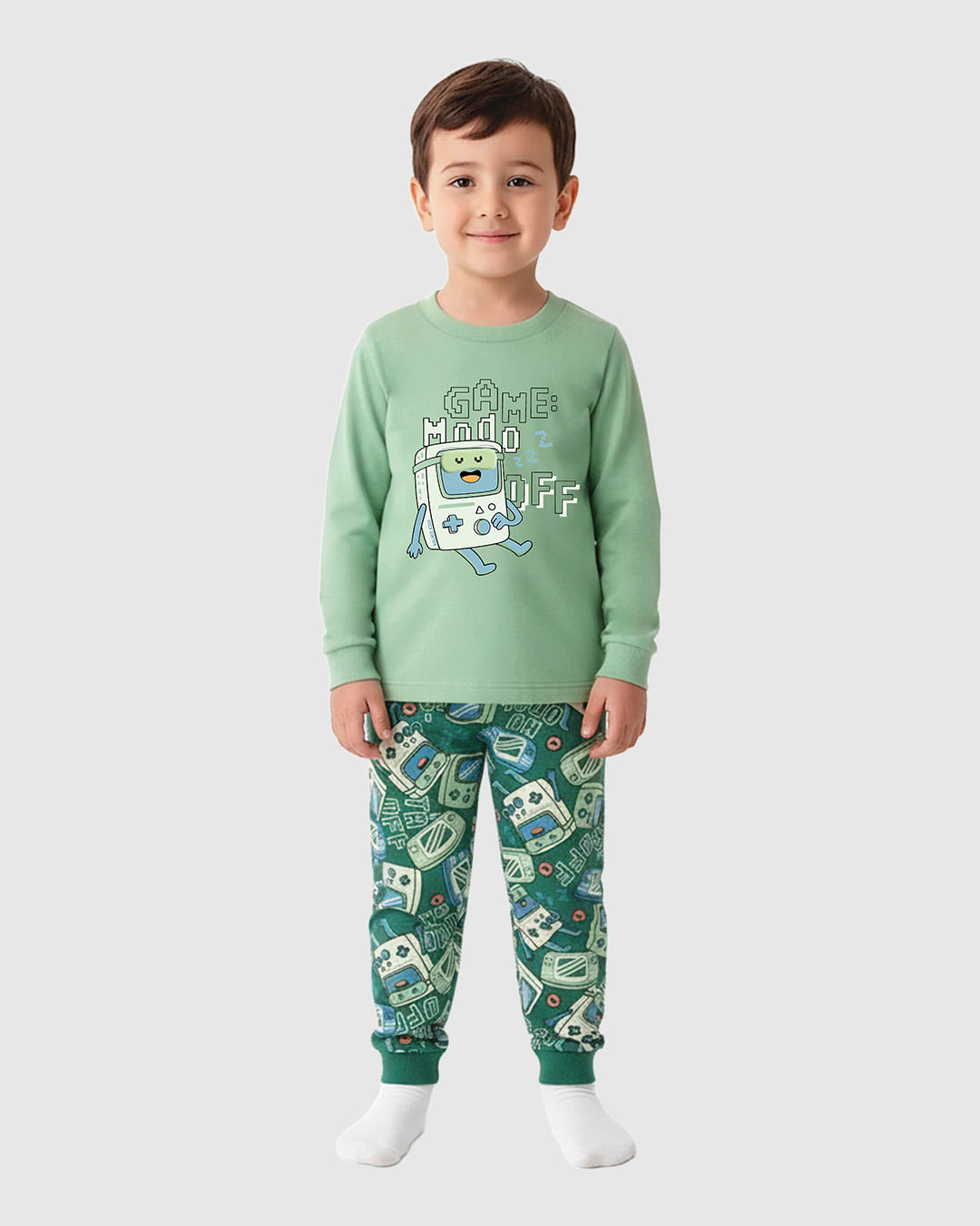 Pijama Longo Infantil Menino Game Modo Off Em Algodão Malwee Kids