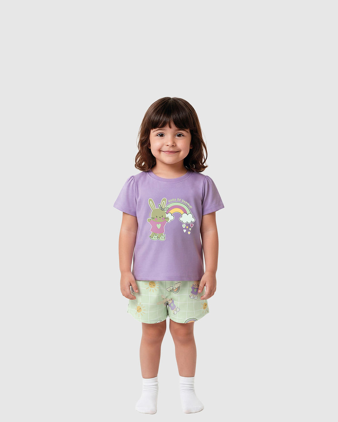 Pijama Curto Infantil Menina Estampa Brilha No Escuro Em Algodão Malwee Kids