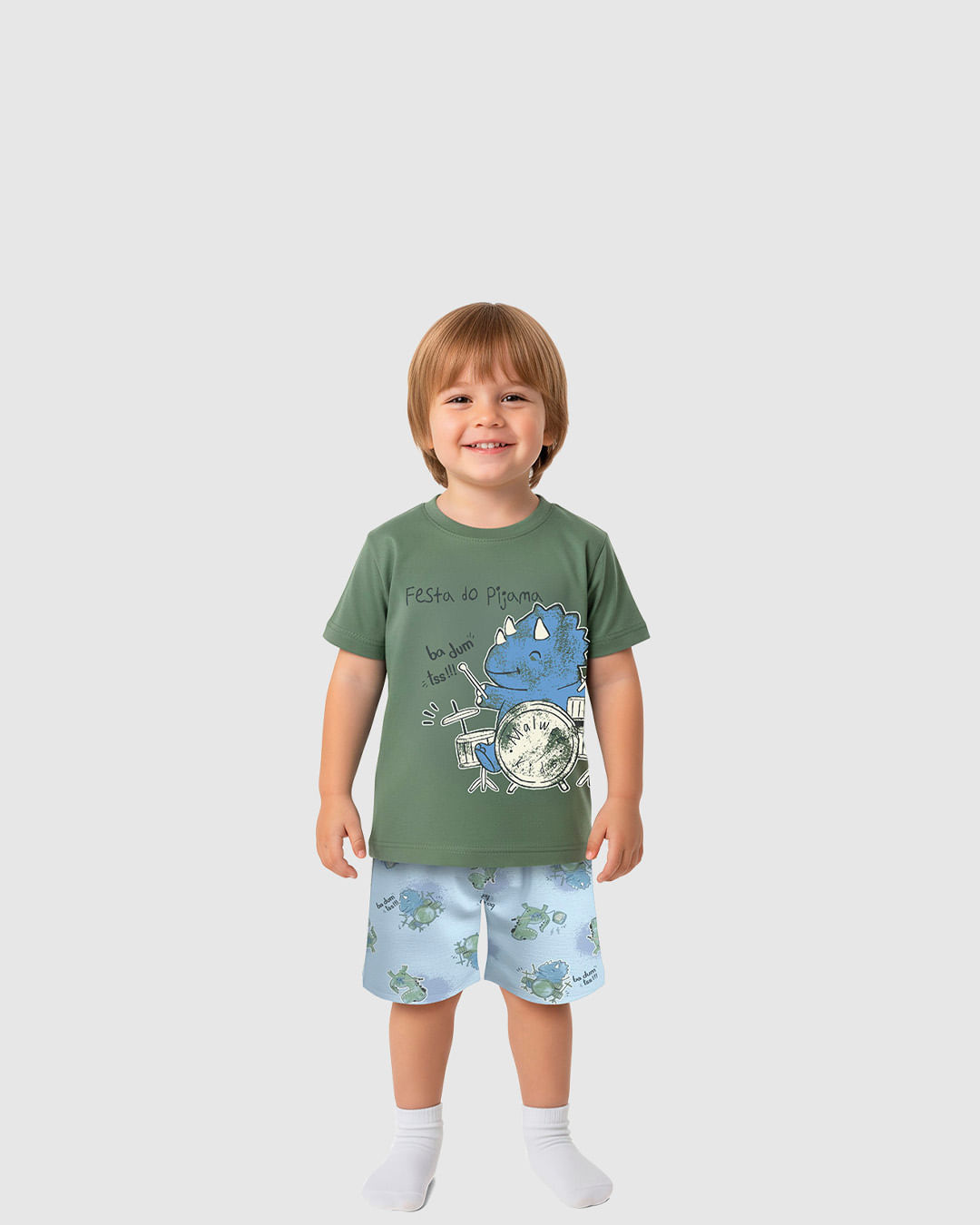 Pijama Curto Infantil Menino Festa Do Pijama Brilha No Escuro Malwee Kids