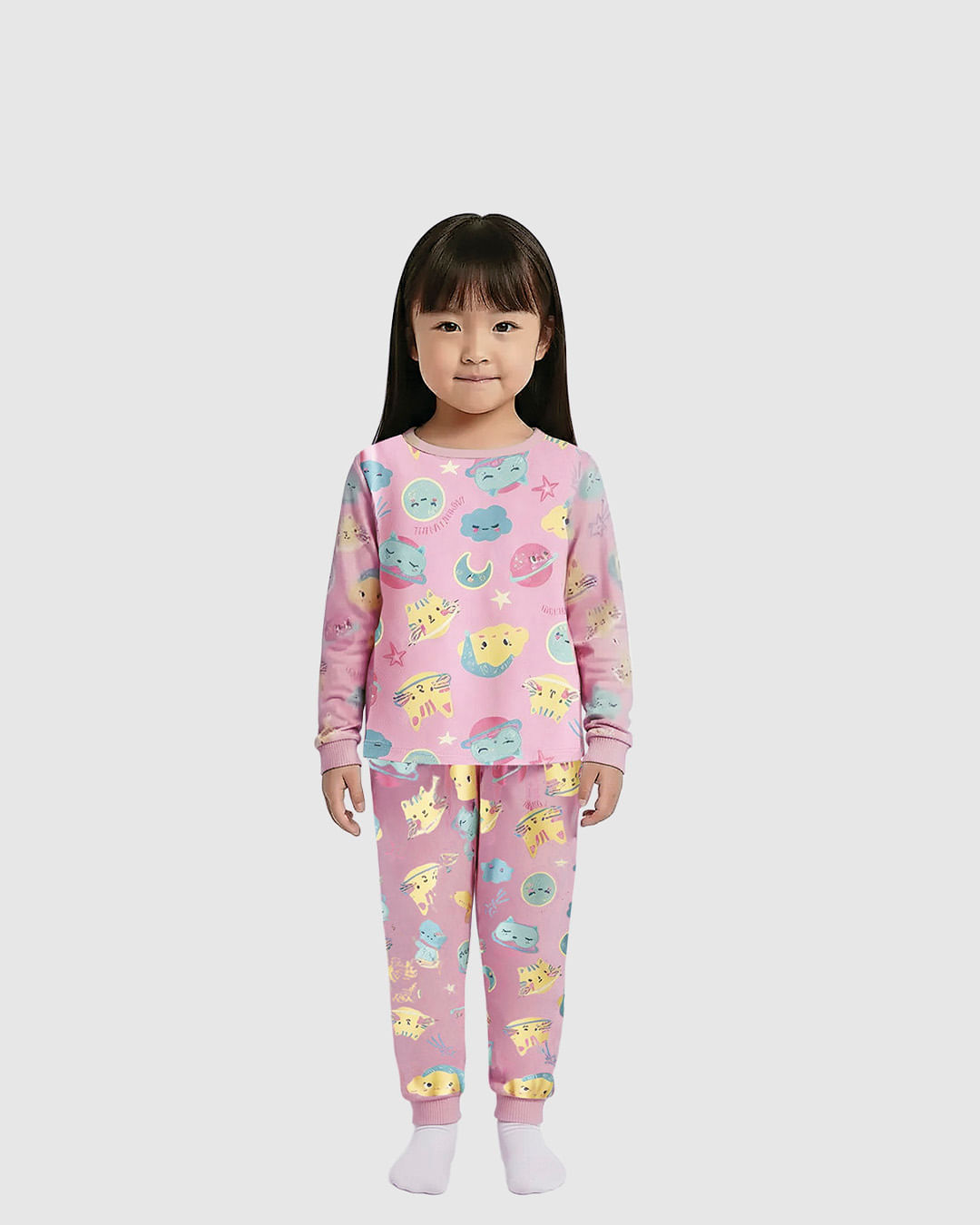 Pijama Infantil Menina Manga Longa Com Punho Em Algodão Malwee Kids - Rosa - 3