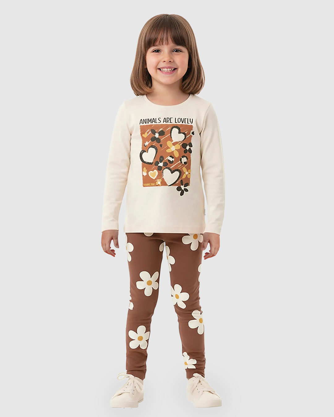 Calça Legging Infantil Estampada Em Moletom Stretch Flanelado Malwee Kids
