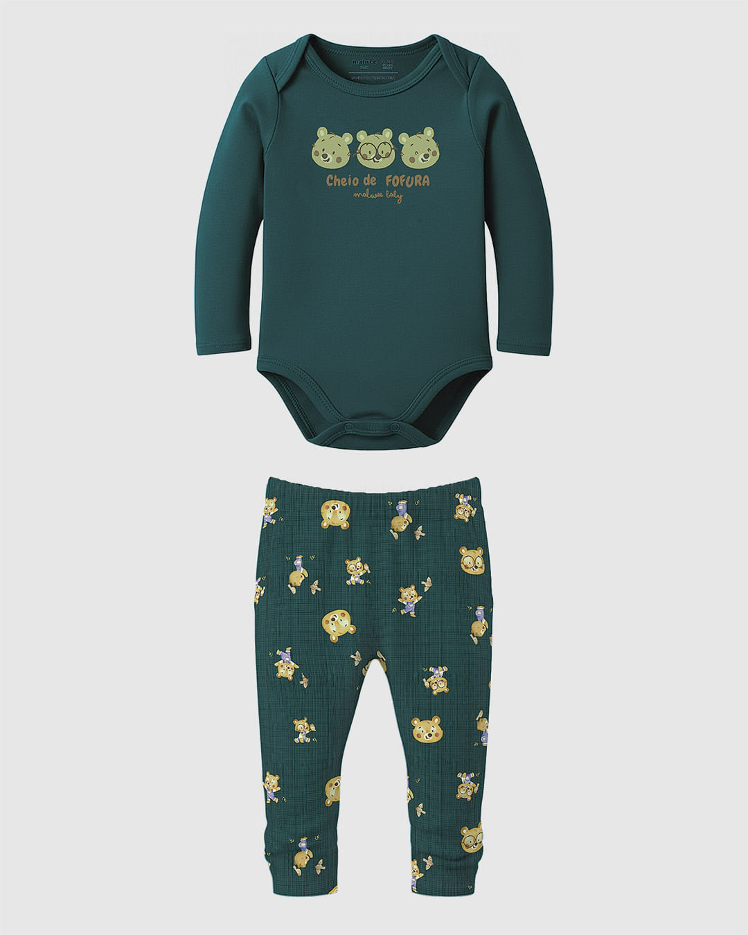 Conjunto Bebê Menino Body Manga Longa Cheio De Fofura E Calça Malwee Kids