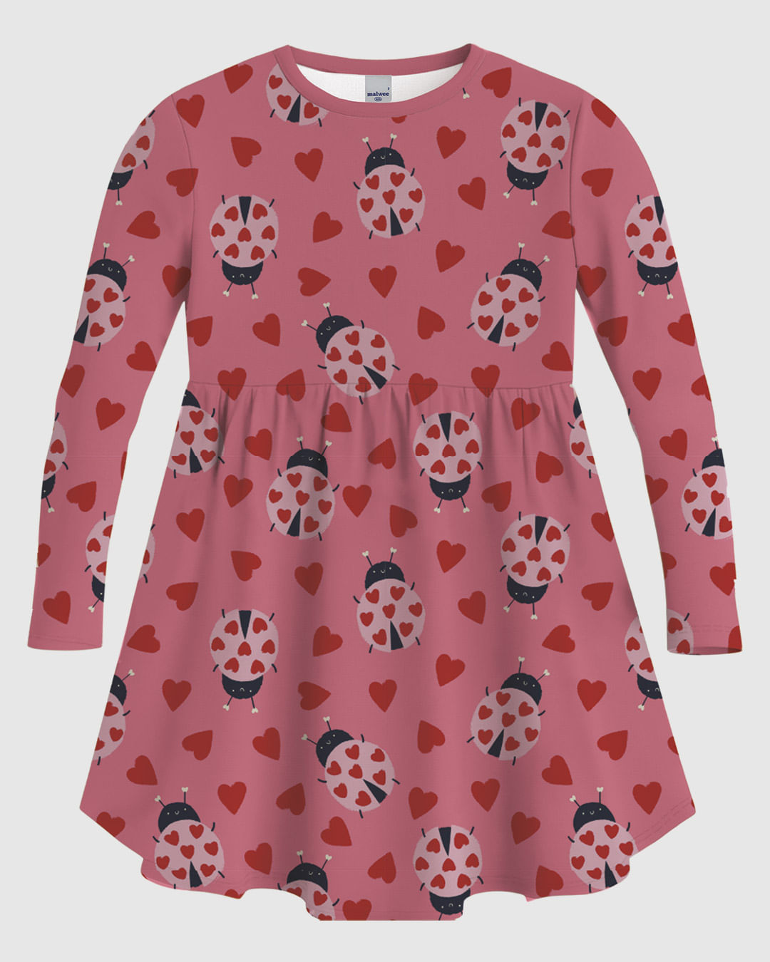 Vestido Infantil Rodado Manga Longa Estampado Em Algodão Malwee Kids