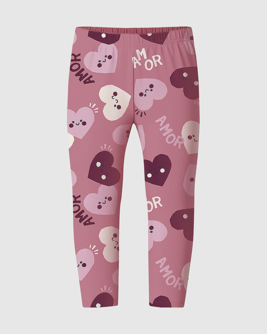 Calça Legging Infantil Estampa Coração Amor Em Moletom Stretch Malwee Kids