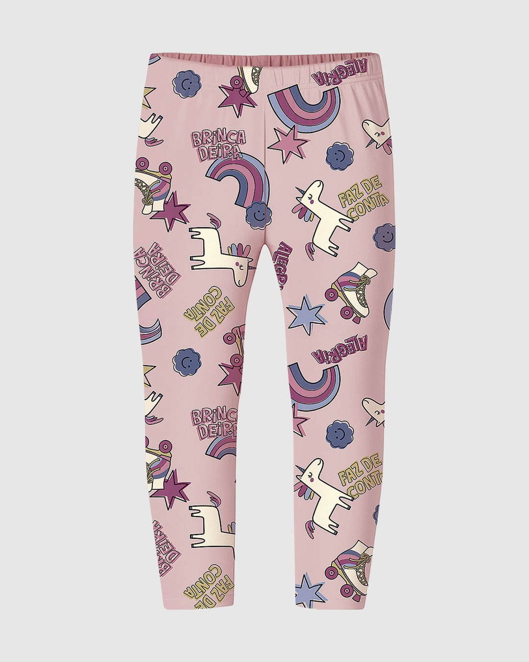 Calça Legging Infantil Estampa Unicórnio Em Moletom Stretch Malwee Kids