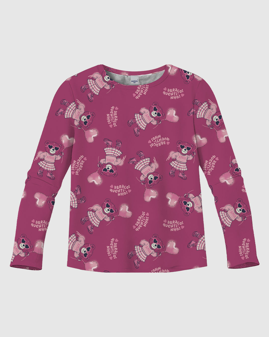 Blusa Infantil Menina Manga Longa Estampa Rotativa em Algodão Malwee Kids