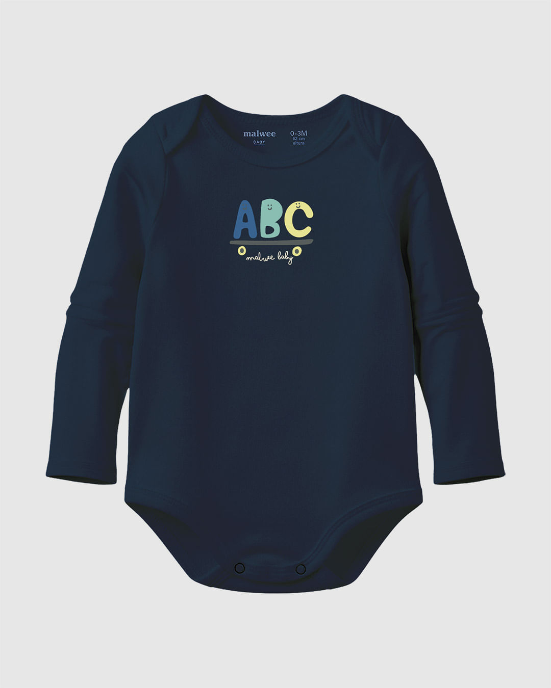 Body Bebê Menino Manga Longa Estampa ABC Skate Em Algodão Malwee Kids