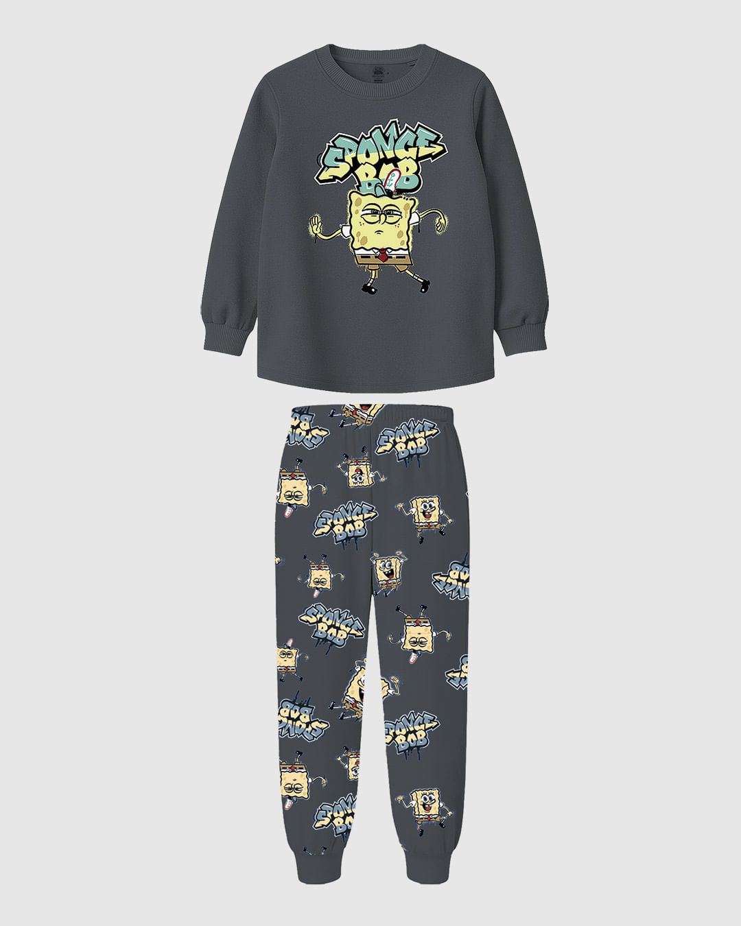 Pijama Longo Infantil Menino Especial Bob Esponja Em Algodão Malwee Kids