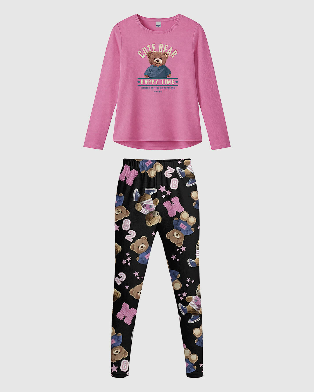 Conjunto Infantil Menina Blusa E Legging Estampada Em Algodão Malwee Kids