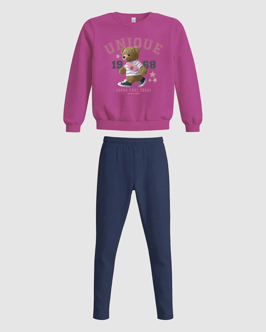 Conjunto Infantil Menina Blusão Estampa Glitter Moletom Flanelado Malwee Kids
