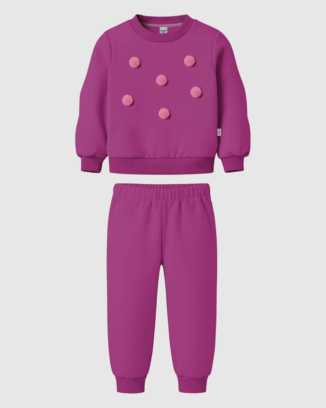 Conjunto Infantil Menina Blusão Aplique Pompom E Calça Malwee Kids