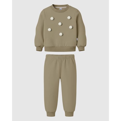 Conjunto Infantil Menina Blusão Aplique Pompom e Calça Malwee Kids