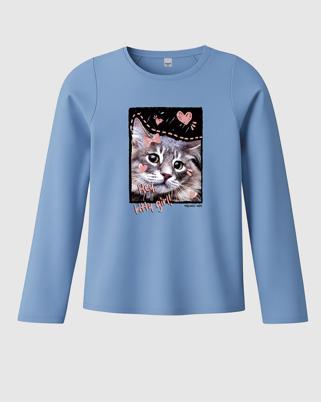 Blusa Infantil Menina Manga Longa Estampa Frontal Em Algodão Malwee Kids - Azul - 12