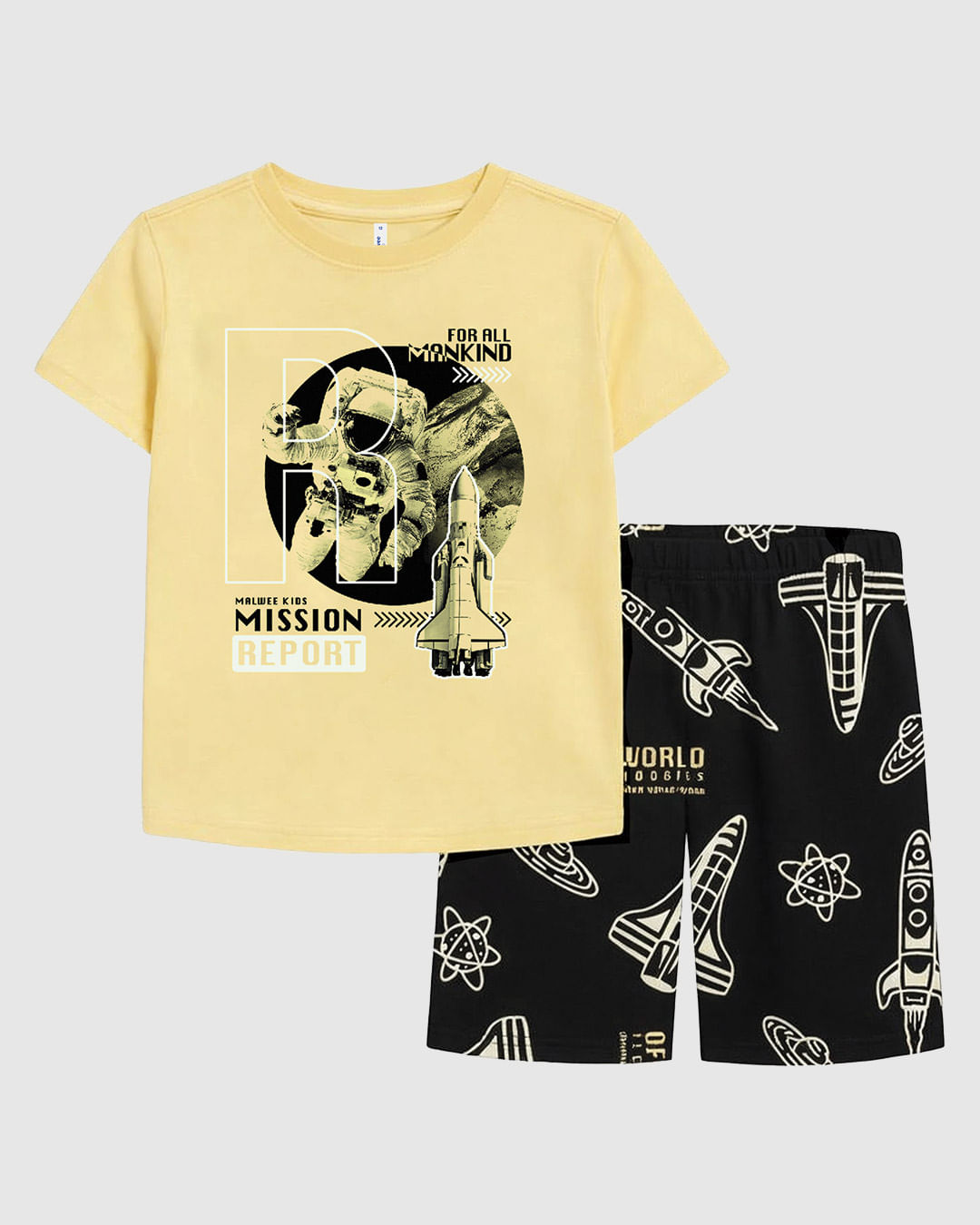 Pijama Infantil Menino Camiseta E Shorts Brilha No Escuro Malwee Kids