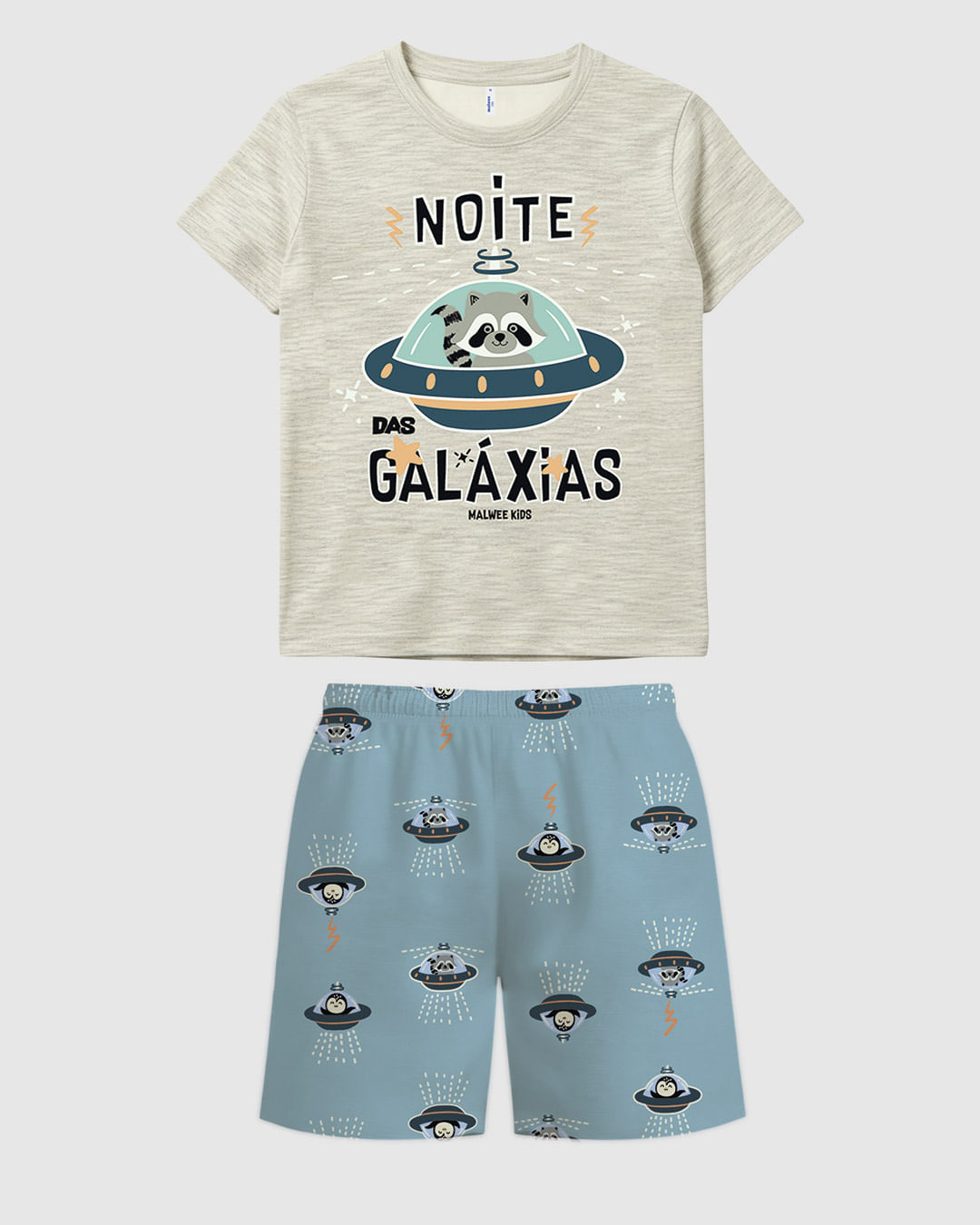 Pijama Curto Infantil Menino Noite Das Galáxias Brilha No Escuro Malwee Kids