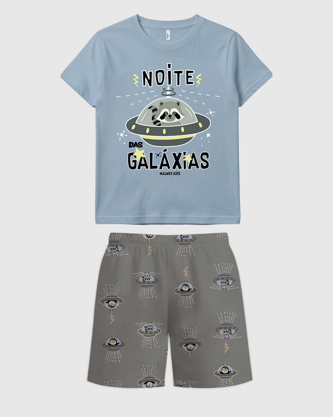 Pijama Curto Infantil Menino Noite Das Galáxias Brilha No Escuro Malwee Kids