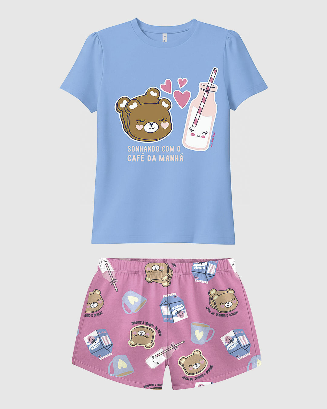 Pijama Curto Infantil Menina Estampa Brilha No Escuro Em Algodão Malwee Kids