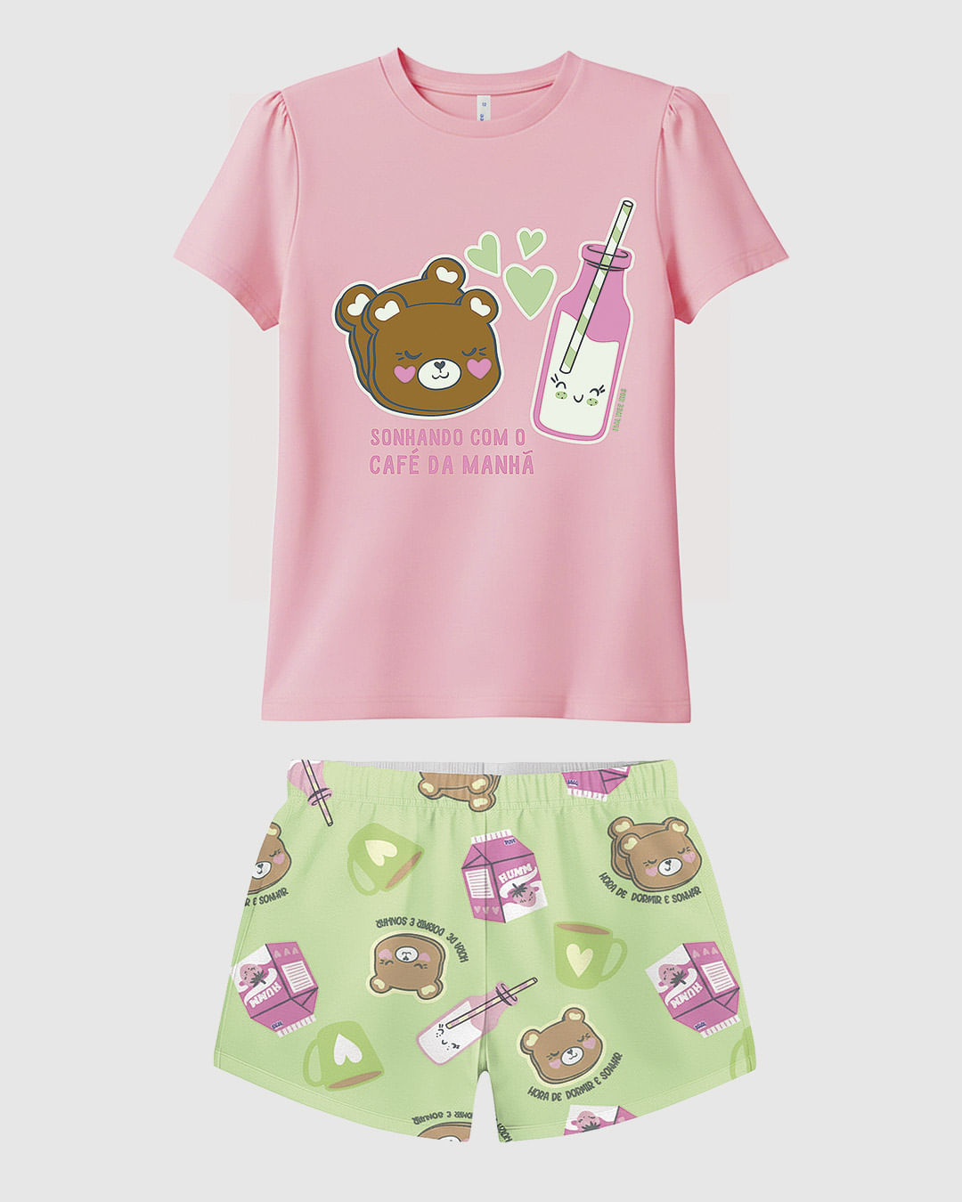 Pijama Curto Infantil Menina Estampa Brilha No Escuro Em Algodão Malwee Kids
