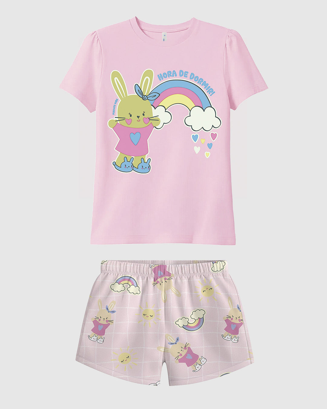 Pijama Curto Infantil Menina Estampa Brilha No Escuro Em Algodão Malwee Kids