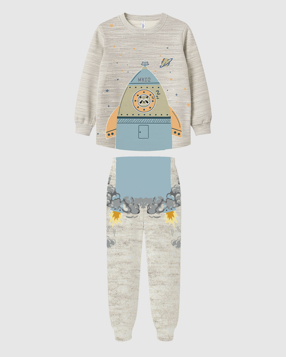 Pijama Infantil Menino Foguete Brilha No Escuro Em Algodão Malwee Kids