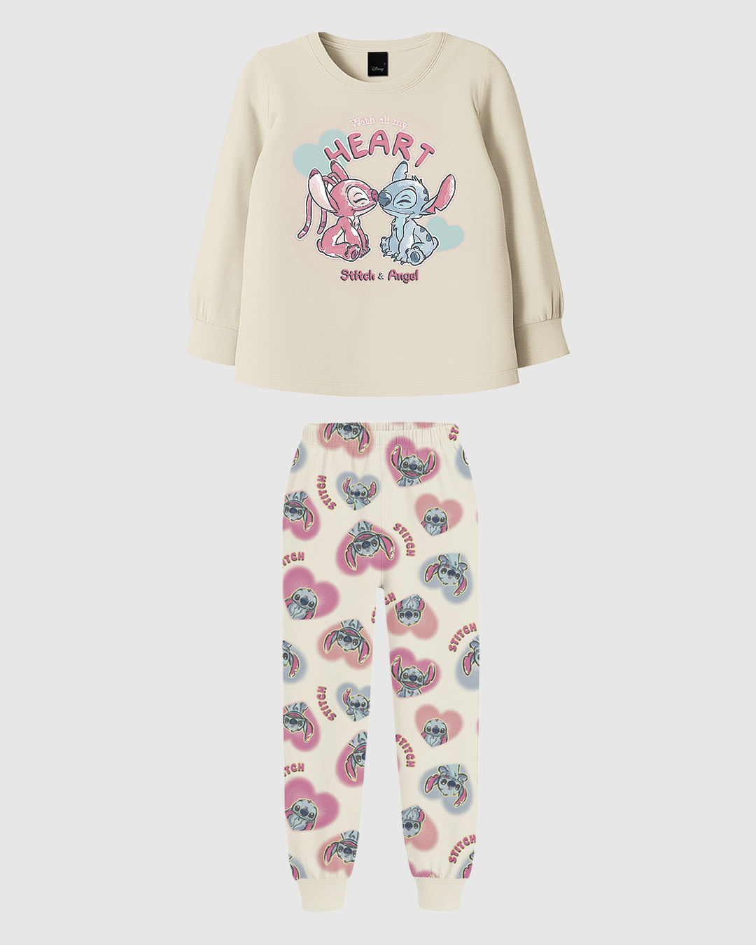 Pijama Longo Infantil Menina Especial Stitch Em Algodão Malwee Kids