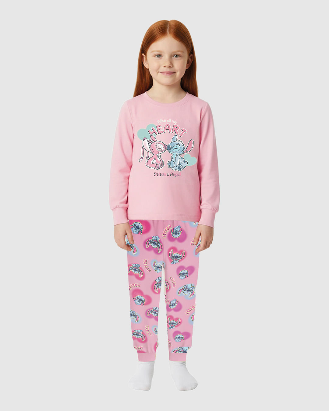 Pijama Longo Infantil Menina Especial Stitch Em Algodão Malwee Kids