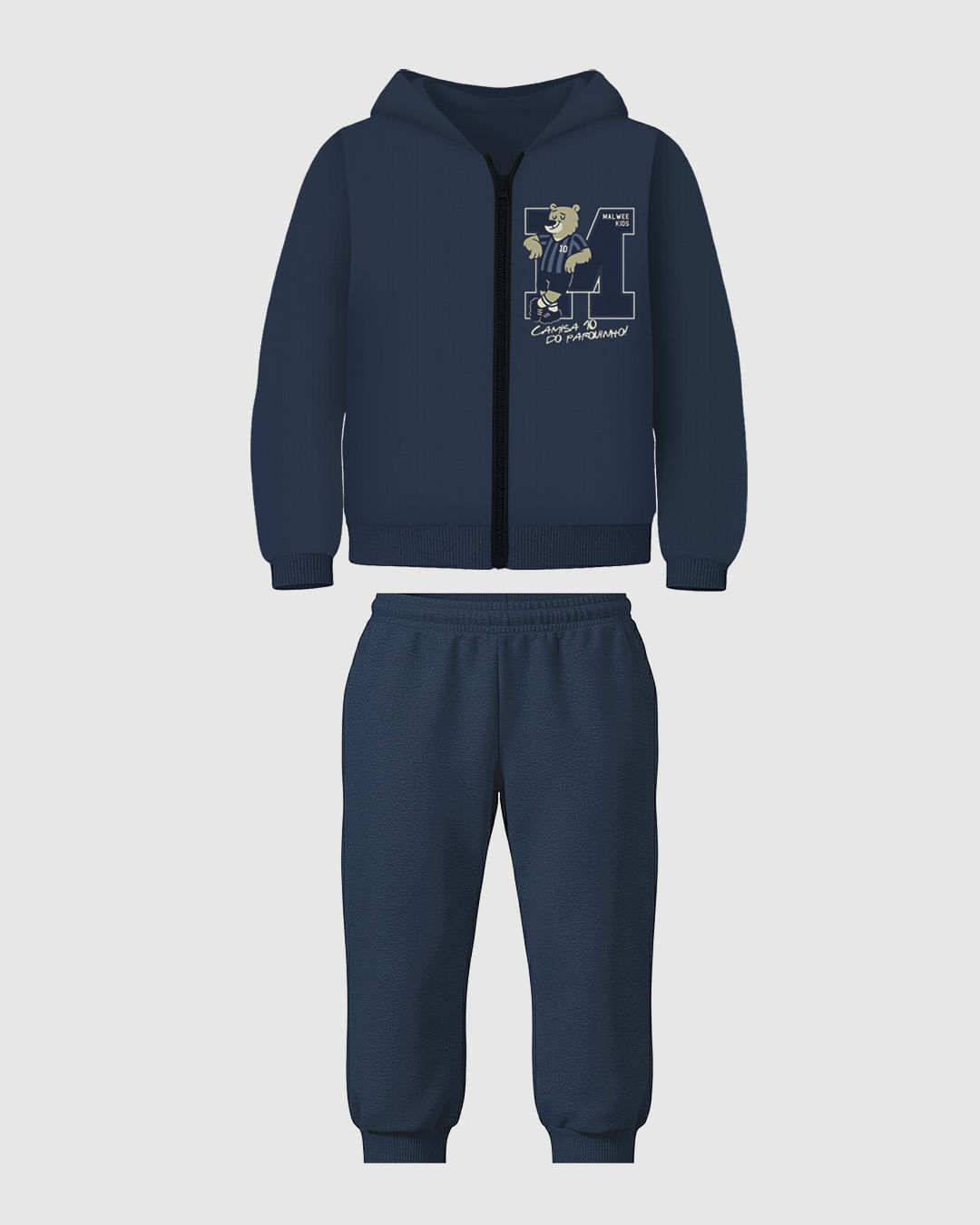 Conjunto Infantil Menino Jaqueta Com Capuz Estampa Puff Malwee Kids