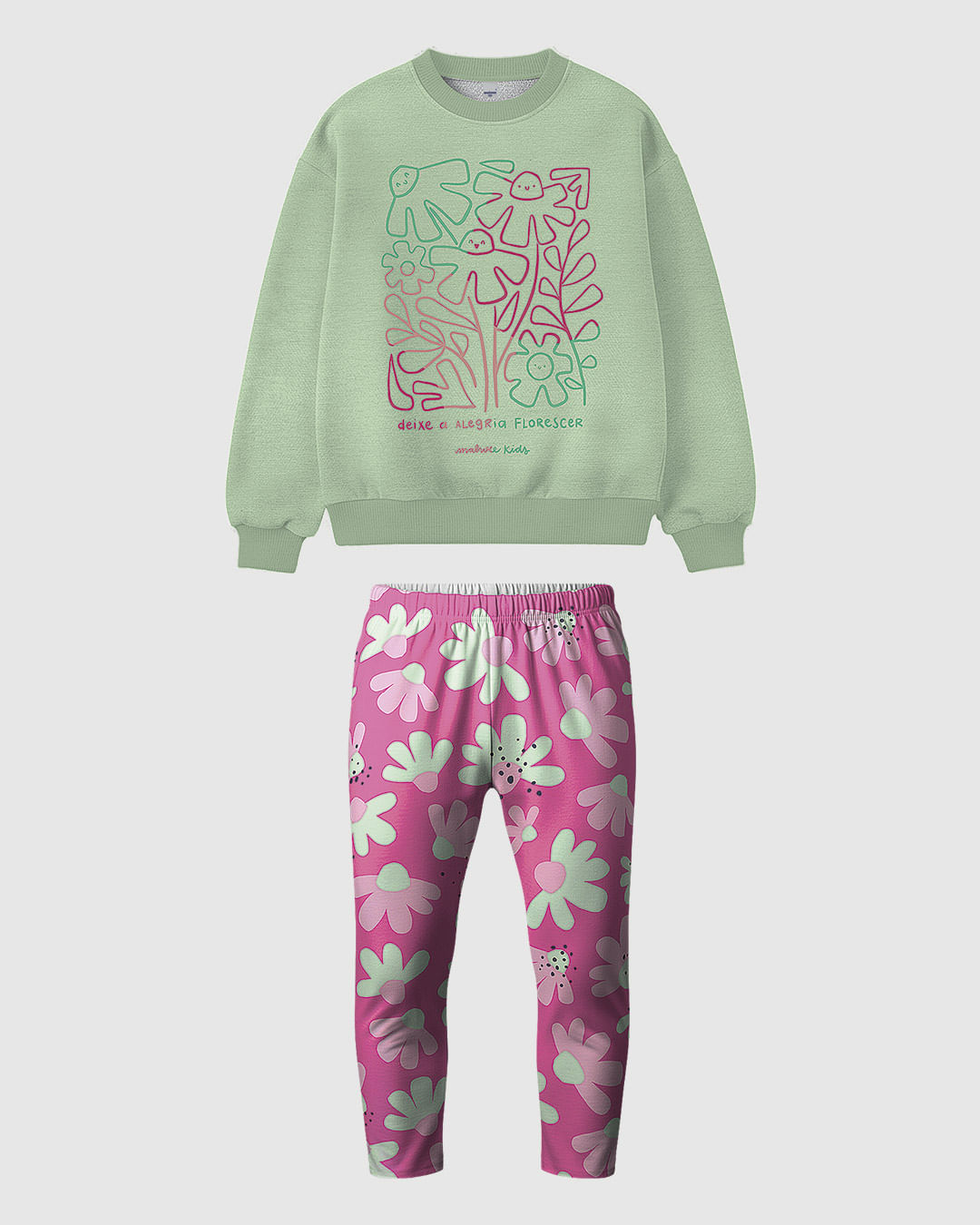 Conjunto Infantil Menina Estampado Blusão E Calça Moletom Flanelado Malwee Kids