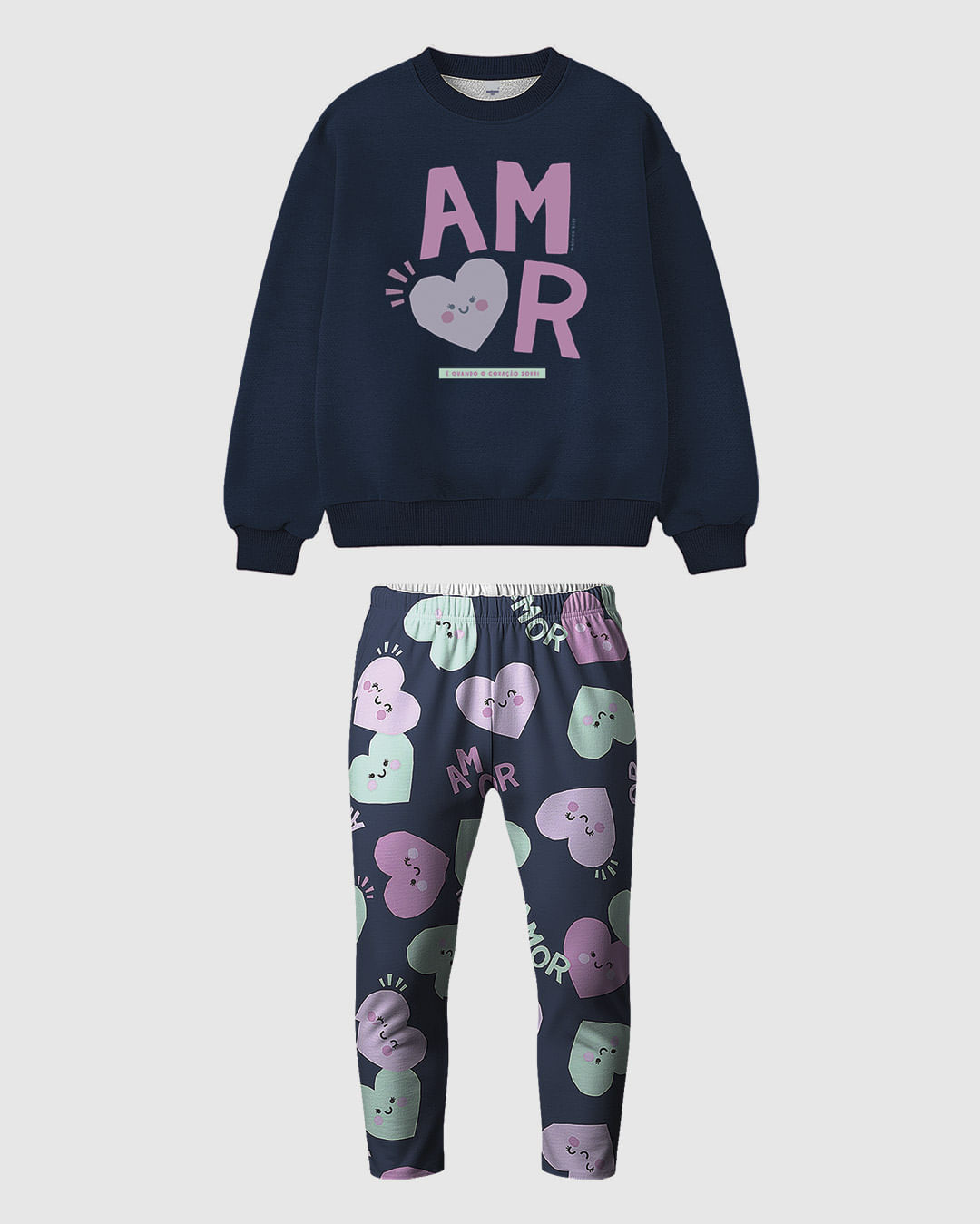 Conjunto Infantil Menina Estampado Blusão E Calça Moletom Flanelado Malwee Kids