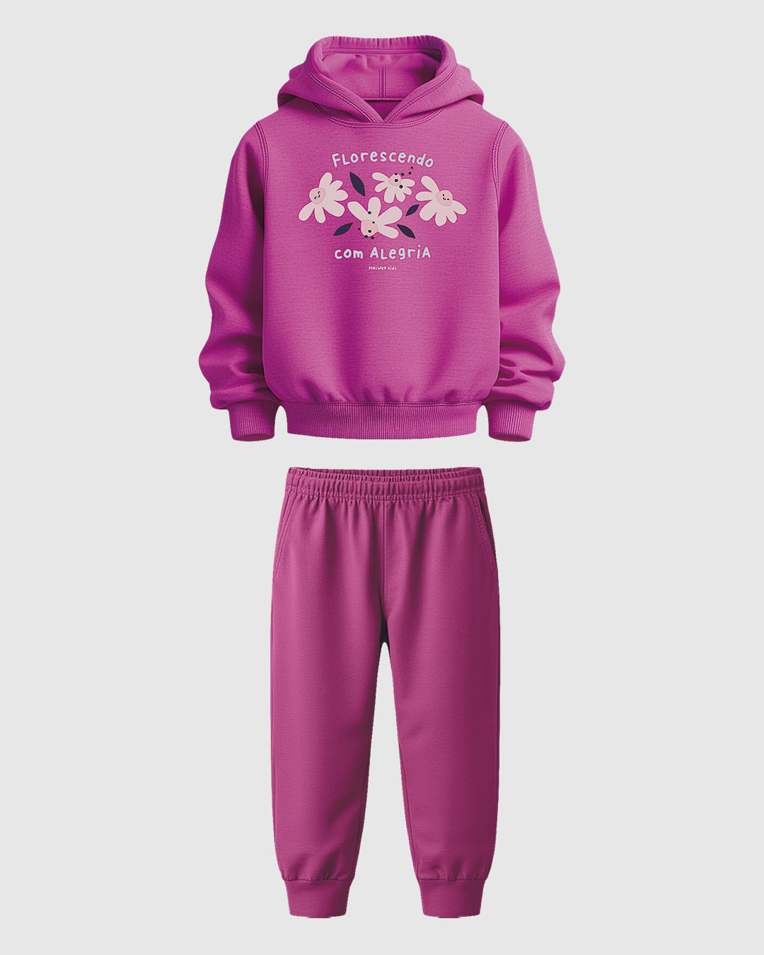 Conjunto Infantil Menina Blusão Capuz Estampa Frontal Em Moletom Malwee Kids