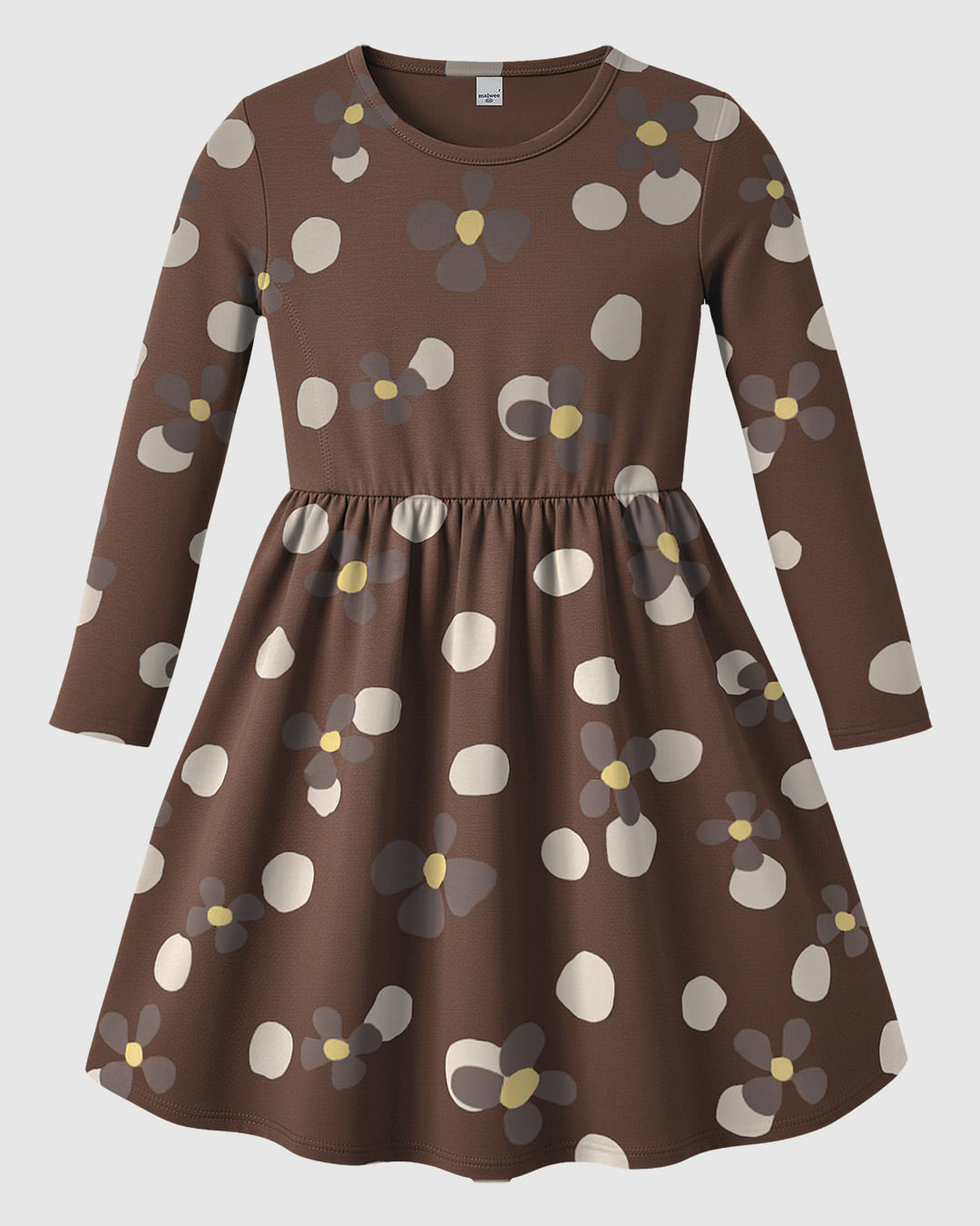 Vestido Infantil Acinturado Manga Longa Em Algodão Malwee Kids