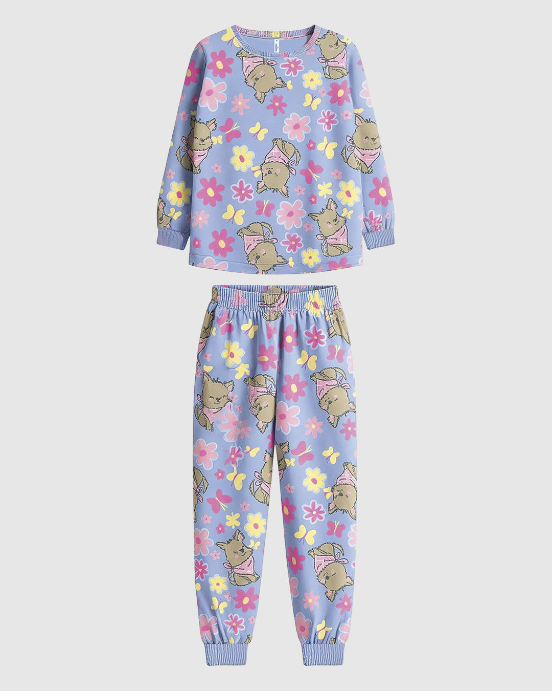 Pijama Infantil Menina Manga Longa Com Punho Em Algodão Malwee Kids