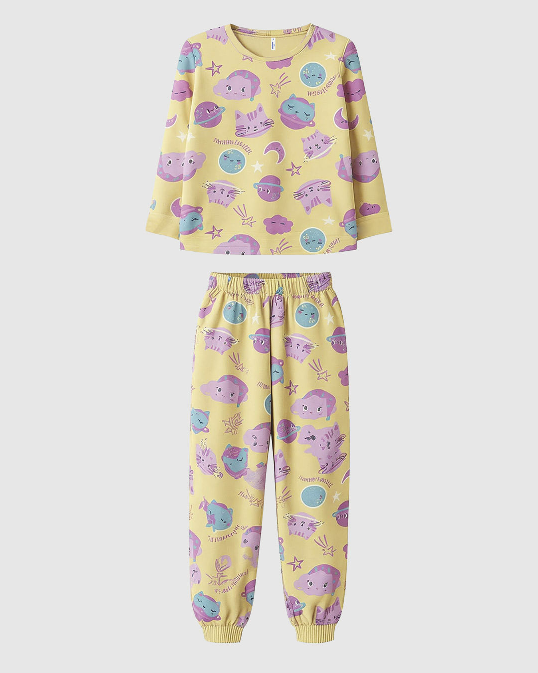 Pijama Infantil Menina Manga Longa Com Punho Em Algodão Malwee Kids