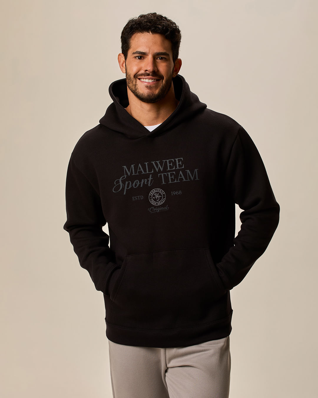 Blusão Masculino Regular Com Capuz Estampa E Bordado Moletom Do Abraço