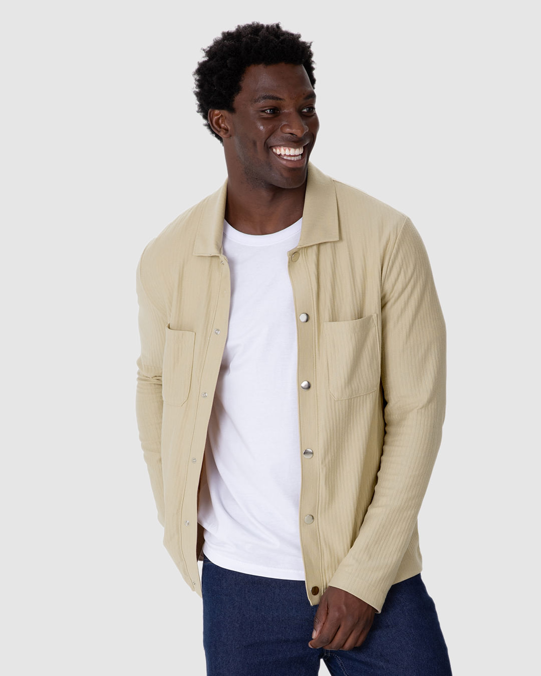 Jaqueta Masculina Regular Bolso Frontal Em Moletinho Texturizado