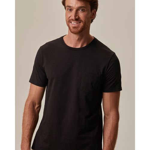 Camiseta Masculina Slim Bolso Frontal Abertura Lateral em Malha Comfy Touch