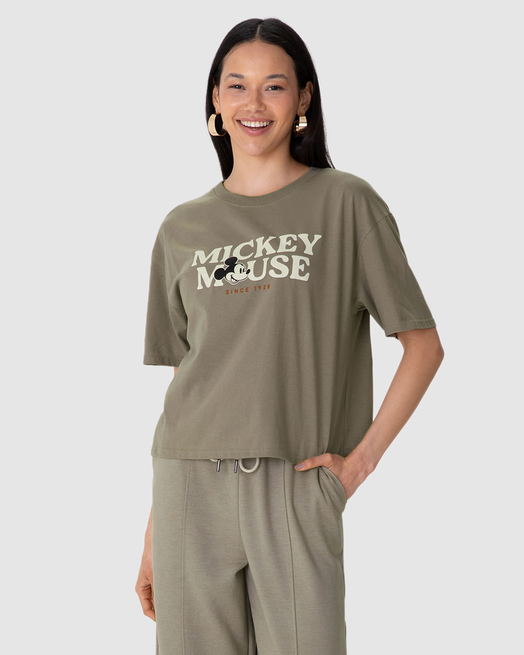 Camiseta Feminina Box Estampa Especial Mickey Mouse Em Algodão