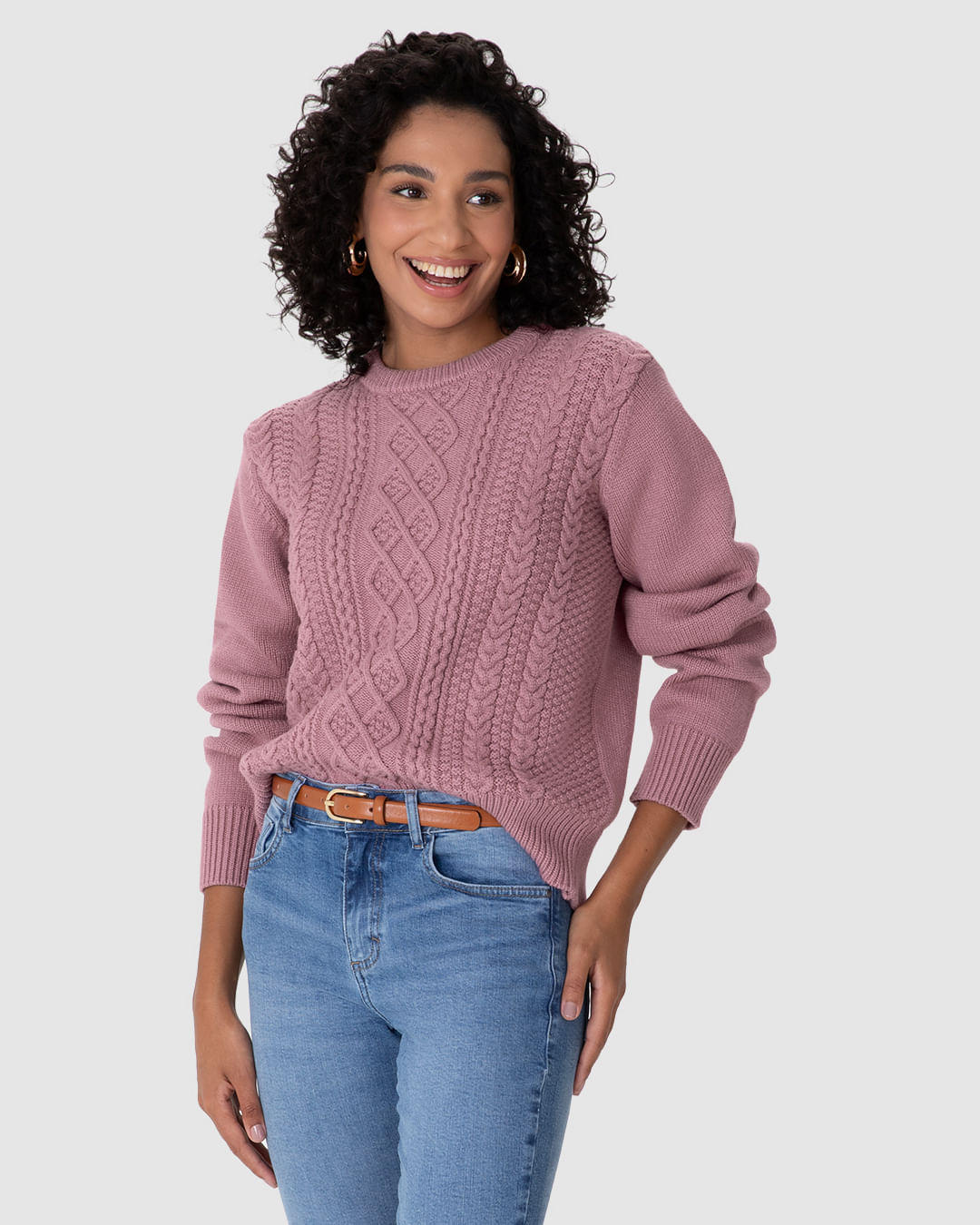Blusão Amplo Feminino Mullet Em Tricô Trançado