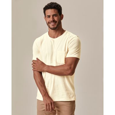 Camiseta Masculina Slim Bolso Frontal Abertura Lateral Em Malha Comfy Touch