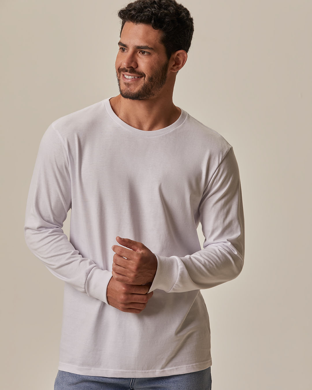 Camiseta Masculina Regular Manga Longa Em Malha Comfy Touch