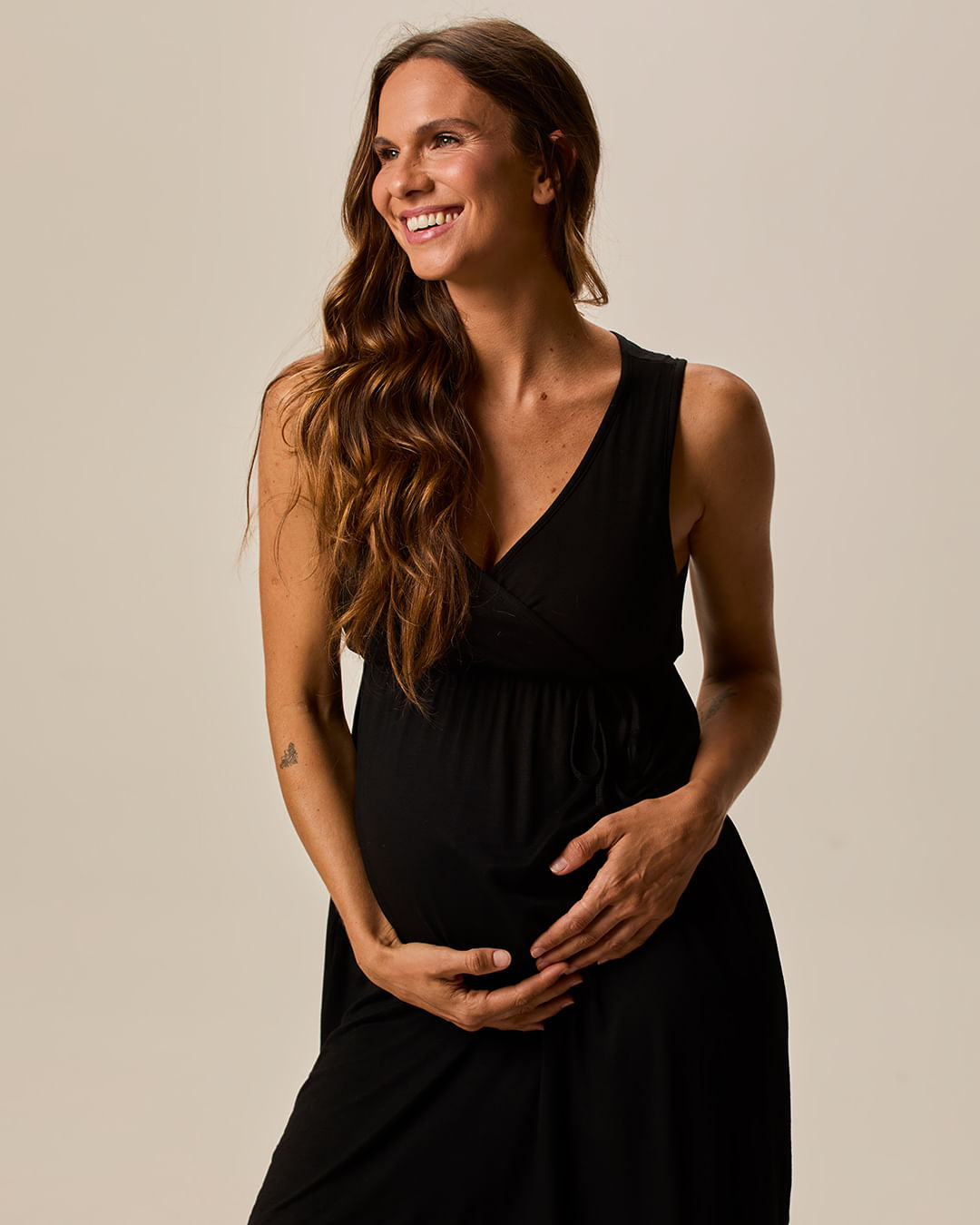 Camisola Feminina Gestante Decote V Transpassado Em Viscose Stretch