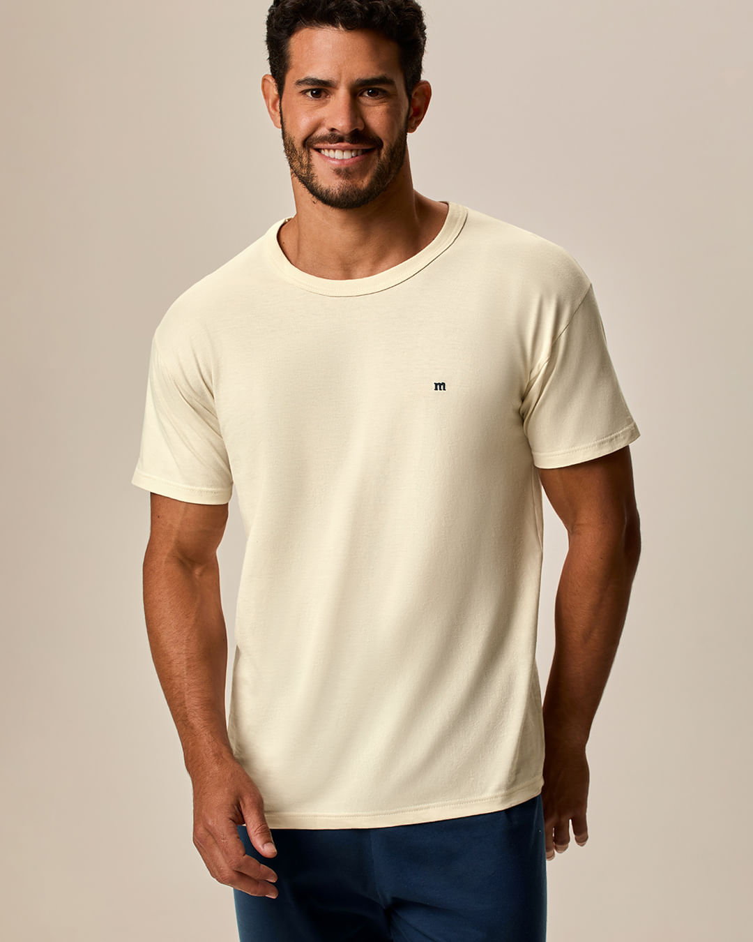 Pijama Longo Masculino Camiseta Manga Curta Em Malha 100% Algodão