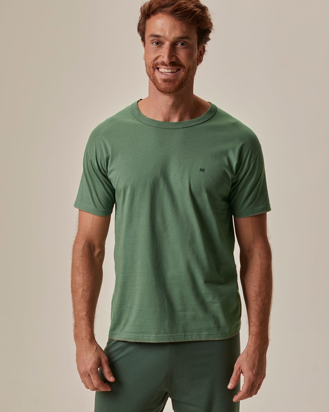 Pijama Longo Masculino Camiseta Manga Curta Em Malha 100% Algodão