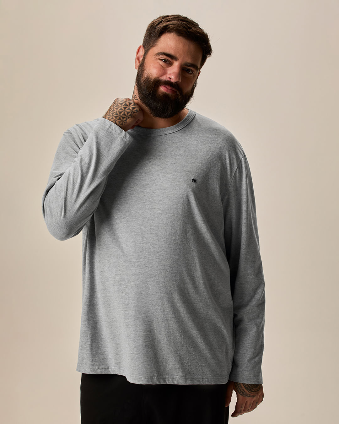 Pijama Longo Masculino Plus Size Camiseta E Calça Em Malha Algodão