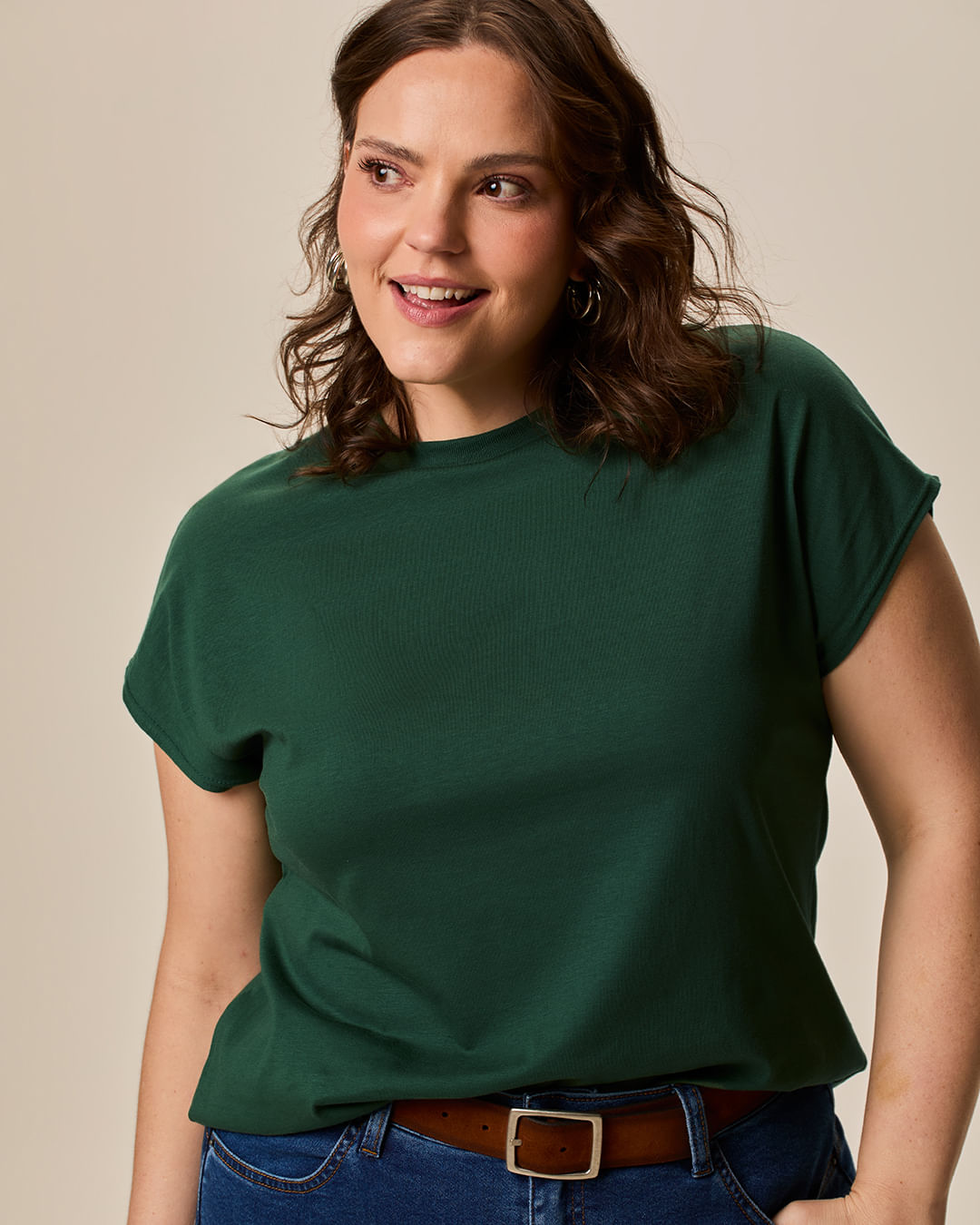 Blusa Básica Feminina Plus Size Em Malha do Abraço