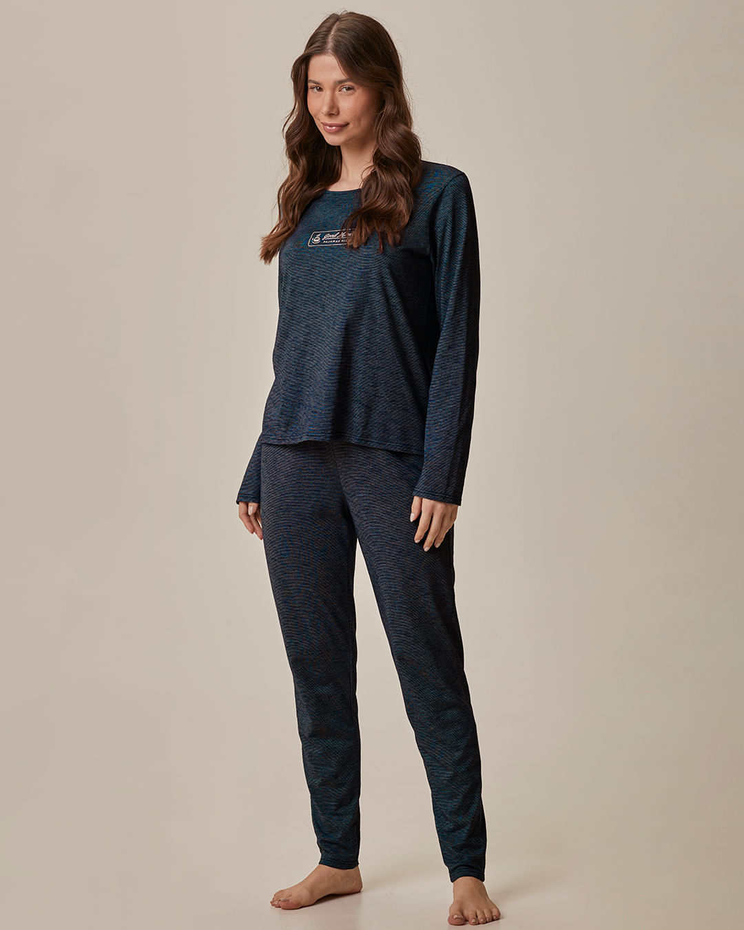 Pijama Longo Feminino Good Morning Pajamas All Day Em Malha Fio A Fio
