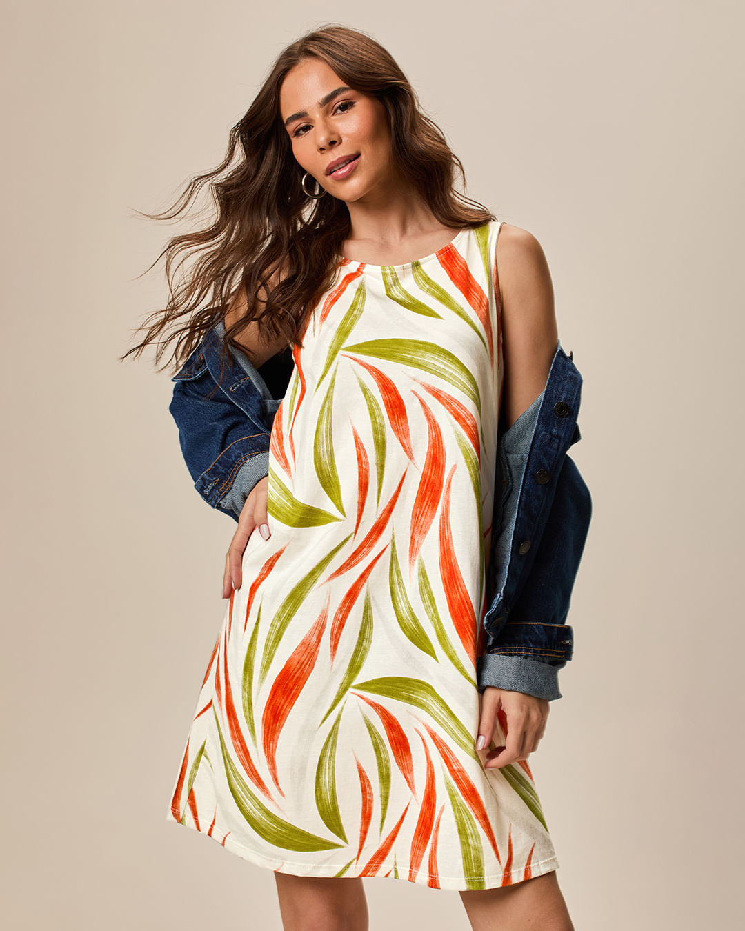 Vestido Feminino Regata Estampado Em Algodão