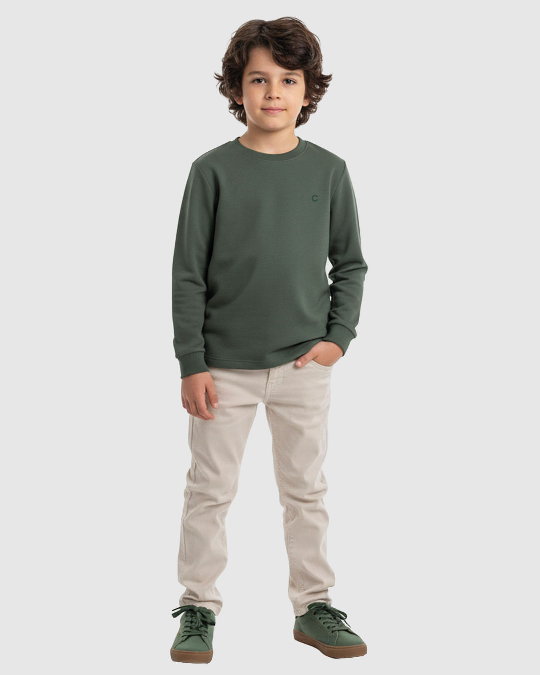 Camiseta Menino Gola Redonda Manga Longa Em Algodão - Carinhoso
